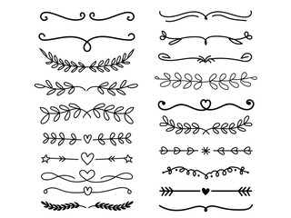 Hand-Drawn Leaf Border and Decorative Flourish Collection