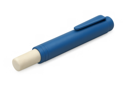 Blue pen style eraser for correcting mistakes