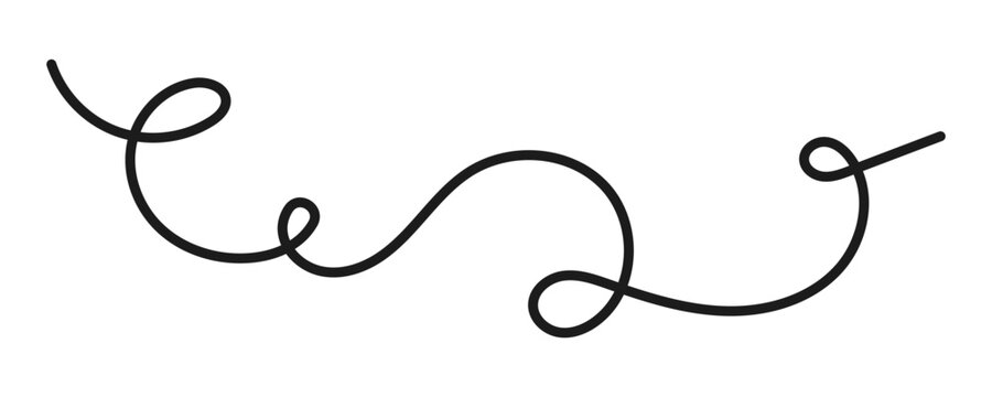 Squiggle curly line vector llustration. Squiggle doodle isolated on white and transparent background