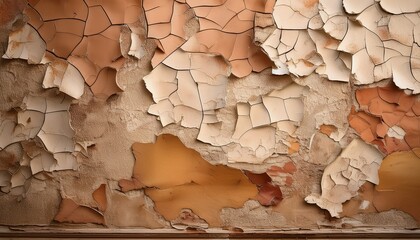 textured wall with peeling layers in earthy tones and patterns