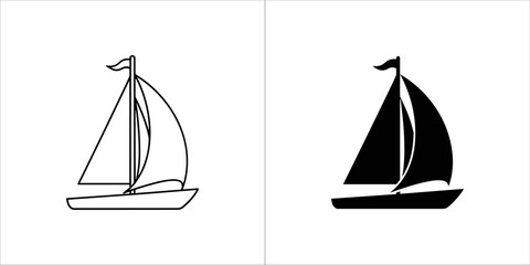 Line art and silhouette of a sailboat