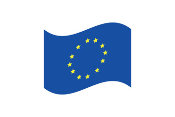 Waving flag of European Union blue color yellow stars icon EU symbol Vector illustration
