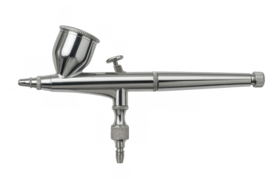 Airbrush spray gun metal tool transparent background - Powered by Adobe