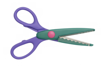 Crafting shears with colorful handle and wavy blade