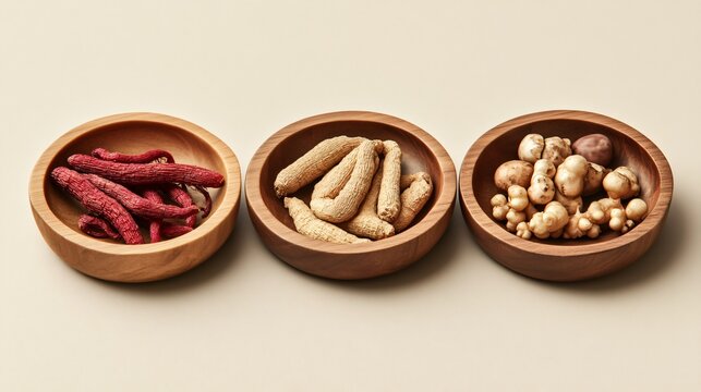 Elegant wooden dishware on beige surface