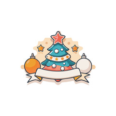 Christmas tree with ornaments, vector illustration