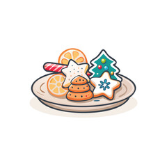 Illustration of christmas cookies and orange slices