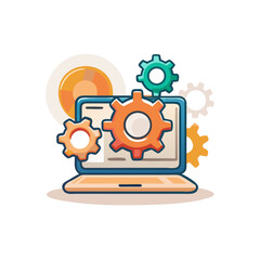 Laptop with gears for software development process