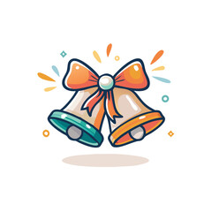 Two jingle bells with bow for christmas holiday