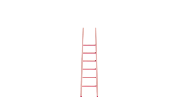 Simple pale pink ladder against a black backdrop, with a slightly textured aesthetic
