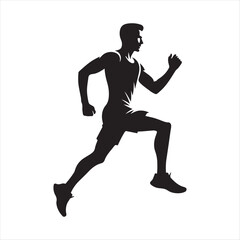 Jogger  vector silhouette line art logo design concept illustration