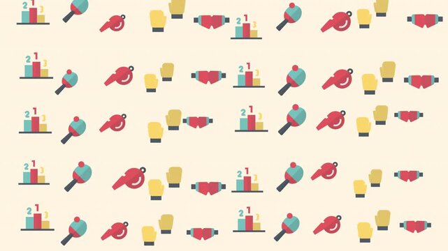 Seamless pattern of colorful cocktail glasses, shakers, and bar tools on a light background, graphic illustration for beverage and lifestyle design