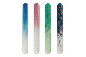 Colorful resin craft sticks on transparent background
