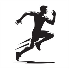 Jogger  vector silhouette line art logo design concept illustration