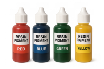 Resin pigment dropper bottles displaying various colors