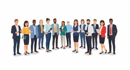 A diverse group of professional business people standing together.