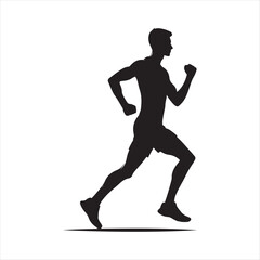 Jogger  vector silhouette line art logo design concept illustration