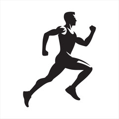 Jogger  vector silhouette line art logo design concept illustration