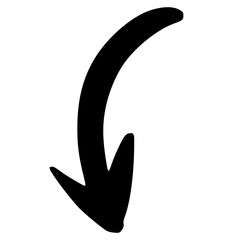 Hand-drawn black arrow pointing down for infographics