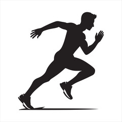 Jogger  vector silhouette line art logo design concept illustration