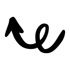 Hand-drawn black spiral arrow for direction and design elements