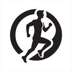 Jogger  vector silhouette line art logo design concept illustration