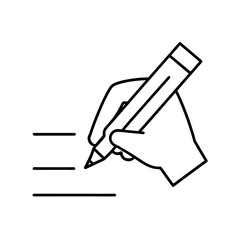 Hand writing on paper with a pencil icon silhouette