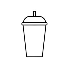 Outline of a drink cup with a straw and lid silhouette
