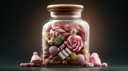 christmas candy jar filled with holiday sweets and treats for festive season celebration design