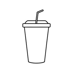 Outlined drink cup with straw illustration silhouette