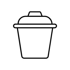 Simple outline of a trash can with lid silhouette