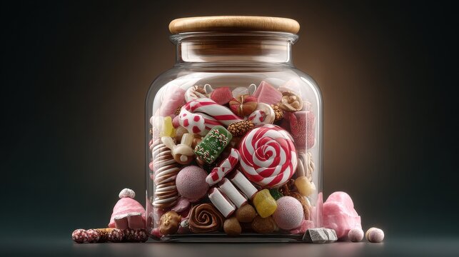 christmas candy jar filled with holiday sweets and treats for festive season celebration design