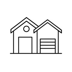 Two simple garages with gable roofs line silhouette