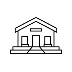Outline drawing of a simple building view silhouette