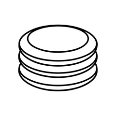 Stack of plates in simple line drawing silhouette