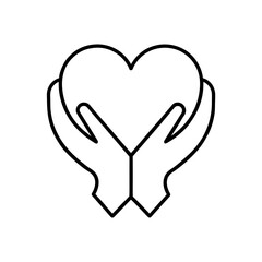 Hands holding a heart outline drawing art silhouette