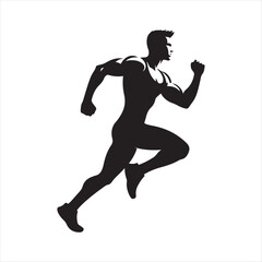 Jogger  vector silhouette line art logo design concept illustration