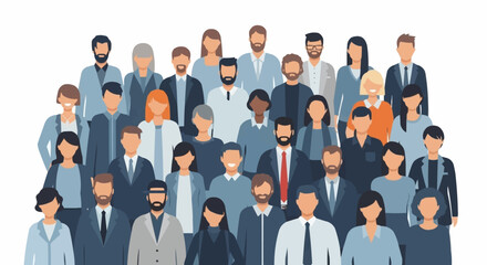 Diverse group of people standing together representing community and teamwork.