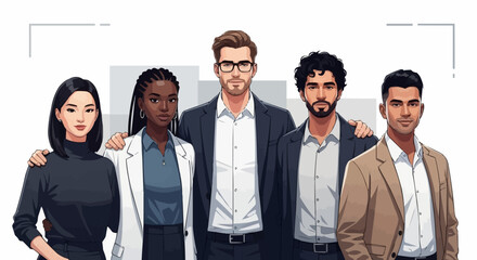 Diverse Team of Professionals Standing Together in Unity and Collaboration.