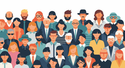 Diverse Crowd Illustration - A Vibrant Gathering of People.
