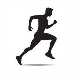 Jogger  vector silhouette line art logo design concept illustration