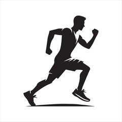 Jogger  vector silhouette line art logo design concept illustration