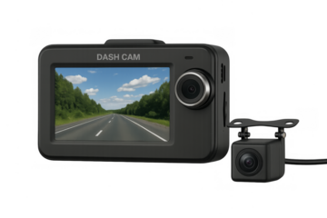 Dash cam with rear view camera transparent background