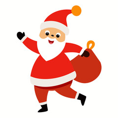 happy santa claus illustration with gift bag