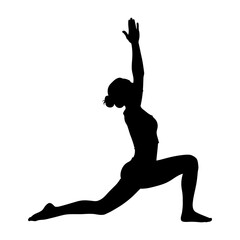woman in crescent lunge yoga pose silhouette © sagar