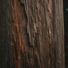 Obraz premium Weathered wooden texture of rough tree bark in a dark, quiet forest scene. Detailed natural wood grain background backdrop ,backdrop ,detail ,natural
