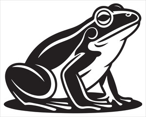 Frog Silhouette Vector Illustration, Amphibian Animal Artwork, Nature Wildlife Design for Logo, Tattoo, Decor, or Educational Concept in Monochrome