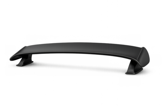 Black car rear spoiler improving vehicle aerodynamics