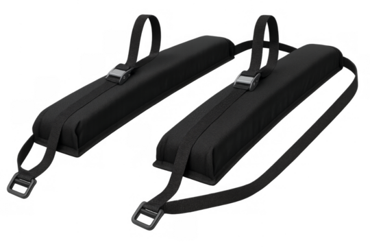 Black foam roof rack pads for watersports transport