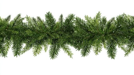 Obraz premium seamless decorative christmas border with coniferous branches and garlands on transparent background cutout